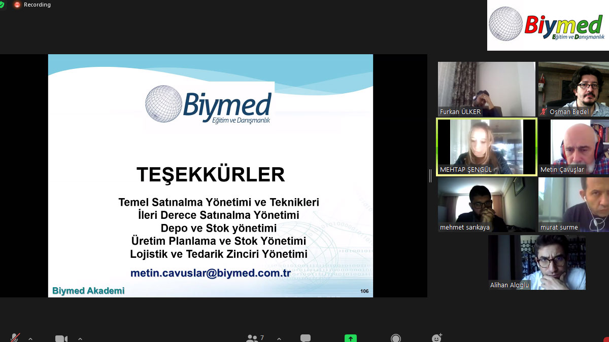 Online Canlı Yayın Üretim Planlama ve Stok Yönetimi Eğitim Fotoğrafları - Ekim 2020