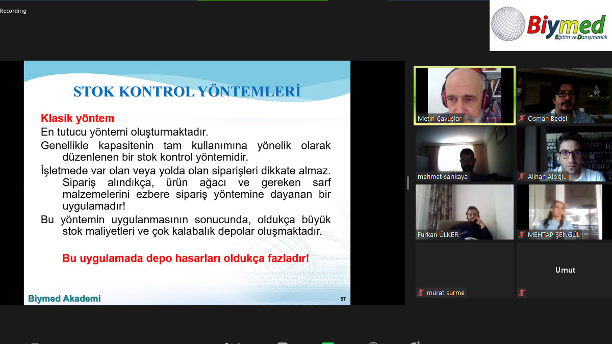 Online Canlı Yayın Üretim Planlama ve Stok Yönetimi Eğitim Fotoğrafları - Ekim 2020